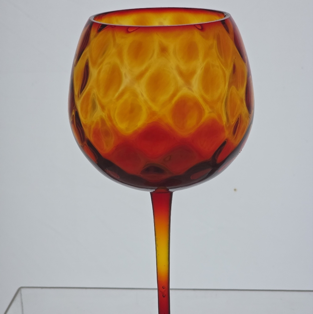 Elegant Red and Orange Art Glass Goblet